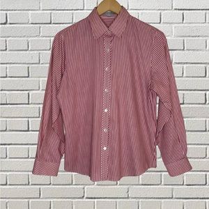 Foxcroft Shirt Wrinkle‎ Free Shaped Fit Red Striped Button Down Size 6